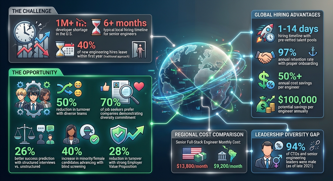 Infographic: global engineering hiring challenges, opportunities and advantages